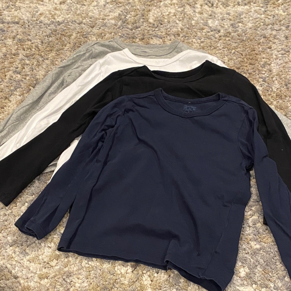 The Children's Place Long Sleeve Tees - Navy, Black, Light Gray